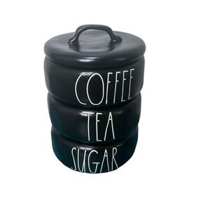 Rae Dunn Black Coffee Tea Sugar Stacker Canister​